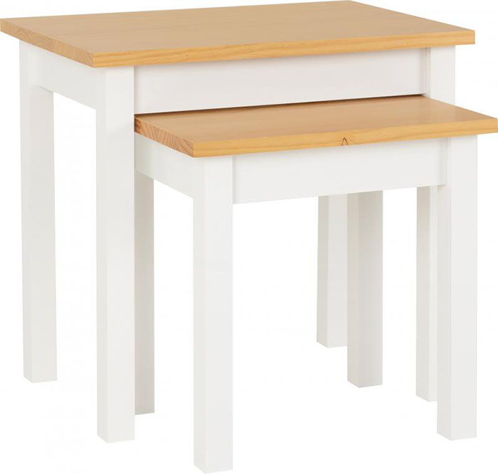 Ludlow Nest of Tables in White With Oak Lacquer
